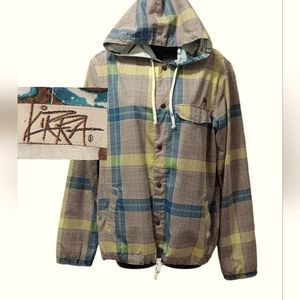 -  QUALITY  HOODED PLAID WINDBREAKER By Kirra